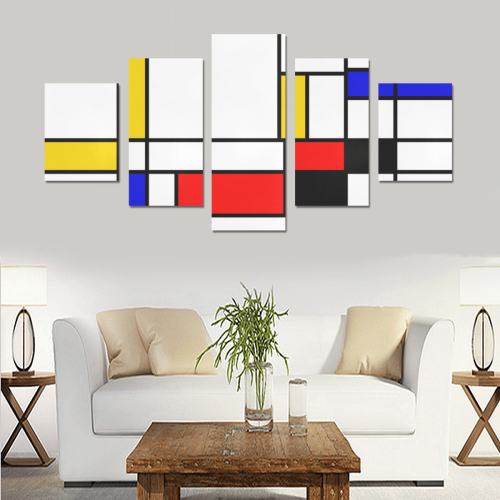 Bauhouse Composition Mondrian Style Canvas Print Sets B (No Frame)