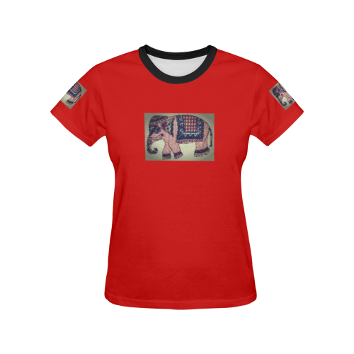 101 elephant art red All Over Print T-shirt for Women/Large Size (USA Size) (Model T40)