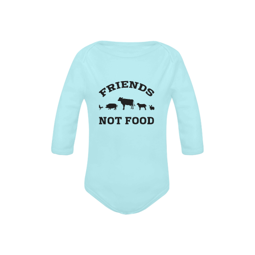 Friends Not Food (Go Vegan) Baby Powder Organic Long Sleeve One Piece (Model T27)