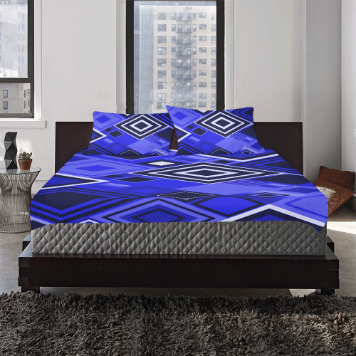 Geometric blue 3-Piece Bedding Set