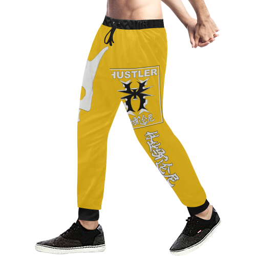 Hustler Shaolin Half Face Gold Pants Men's All Over Print Sweatpants/Large Size (Model L11)