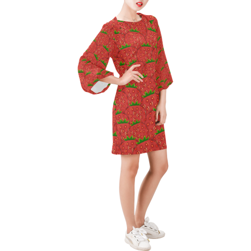 Strawberry Patch Bell Sleeve Dress (Model D52)