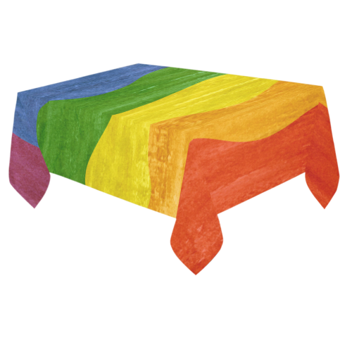 Gay Pride - Rainbow Flag Waves Stripes 3 Cotton Linen Tablecloth 60"x 84"