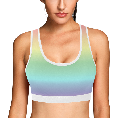 Pastel Rainbow Women's All Over Print Sports Bra (Model T52)