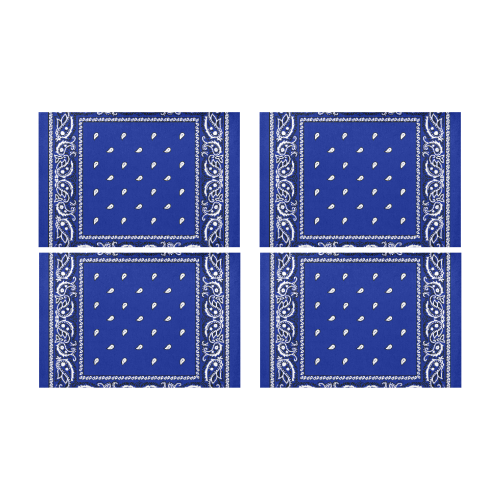 KERCHIEF PATTERN BLUE Placemat 12’’ x 18’’ (Set of 4)