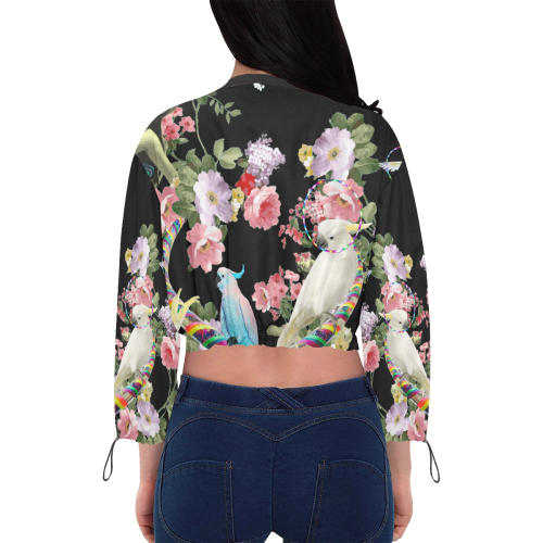 Cockatoos and Hoops Cropped Chiffon Jacket for Women (Model H30)