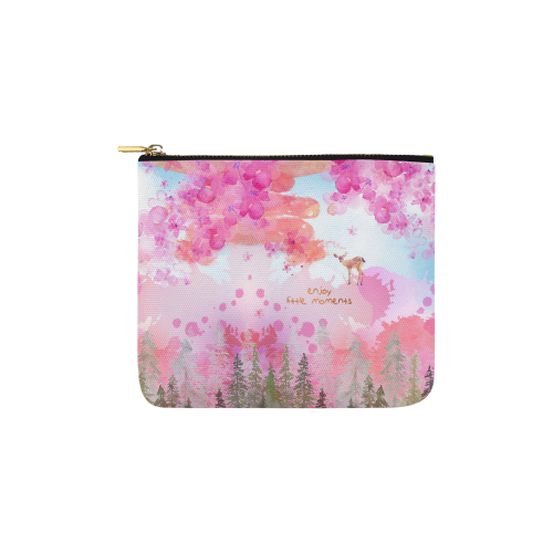 Little Deer in the Magic Pink Forest Carry-All Pouch 6''x5''