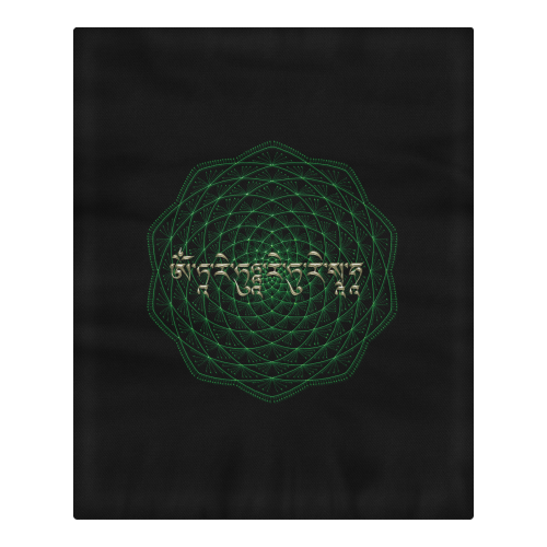 GreenTara Mantra with Mandala 3-Piece Bedding Set