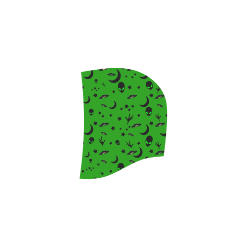 Alien Flying Saucers Stars Pattern on Green All Over Print Sleeveless Hoodie for Women (Model H15)