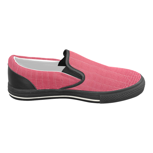Red Snake Skin Women's Slip-on Canvas Shoes/Large Size (Model 019)
