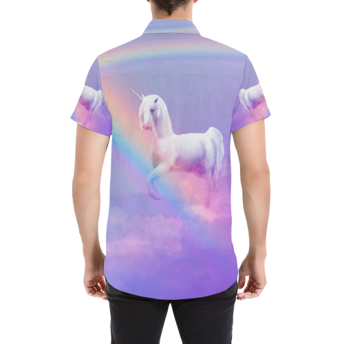 Unicorn and Rainbow Men's All Over Print Short Sleeve Shirt (Model T53)