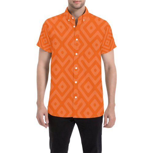 Orange Maze Men's All Over Print Short Sleeve Shirt (Model T53)