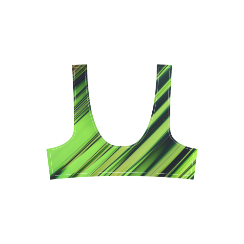 Green Diagonal Stripe Pattern Sport Top & High-Waisted Bikini Swimsuit (Model S07)