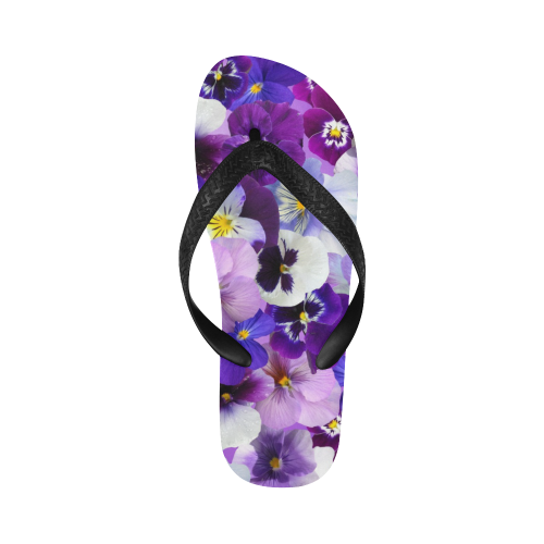 Pretty Purple Pansies Flip Flops for Men/Women (Model 040)