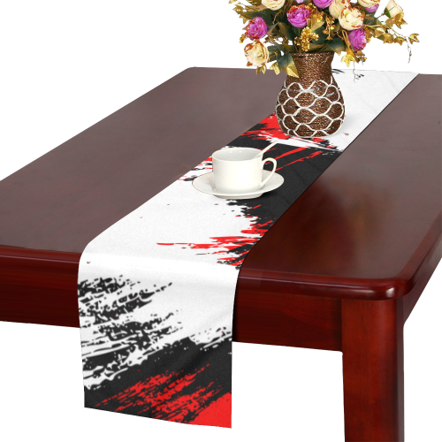 Black White Overdrawn Table Runner 14x72 inch