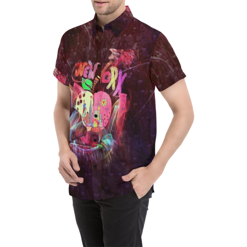 New York Popart by Nico Bielow Men's All Over Print Short Sleeve Shirt (Model T53)