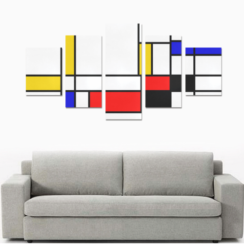 Bauhouse Composition Mondrian Style Canvas Print Sets B (No Frame)