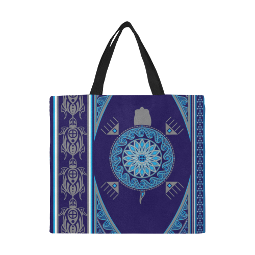 Turtle Blue All Over Print Canvas Tote Bag/Large (Model 1699)