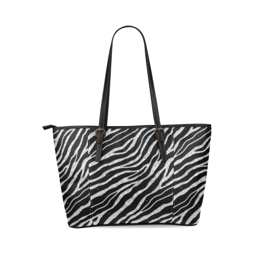 Ripped SpaceTime Stripes - White Leather Tote Bag/Large (Model 1640)
