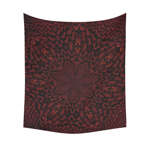 Red and Black Woven Fabric Fractal Mandala 2 Cotton Linen Wall Tapestry 51"x 60"