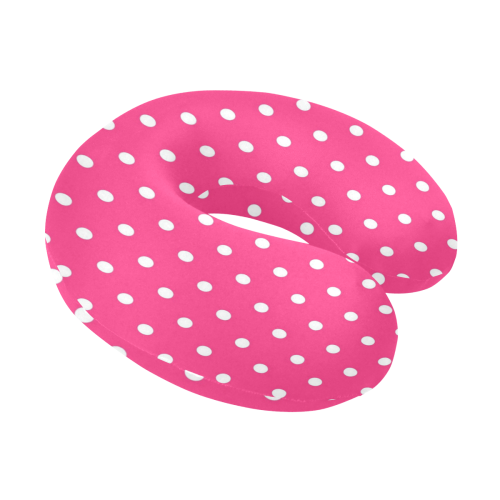 Hot Pink White Dots U-Shape Travel Pillow