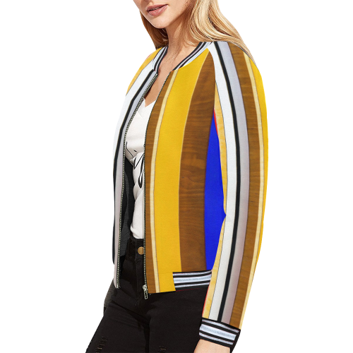 Colorful abstract pattern stripe art All Over Print Bomber Jacket for Women (Model H21)