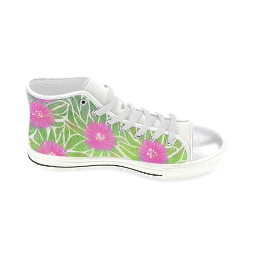 Pink Ice Plant Flowers. Inspired by California. Women's Classic High Top Canvas Shoes (Model 017)