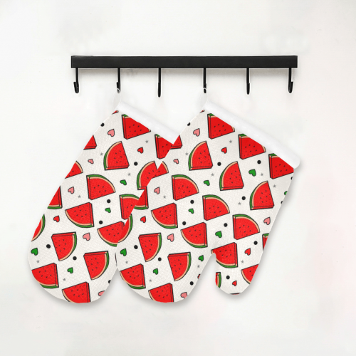 Water Melon by Nico Bielow Oven Mitt (Two Pieces)