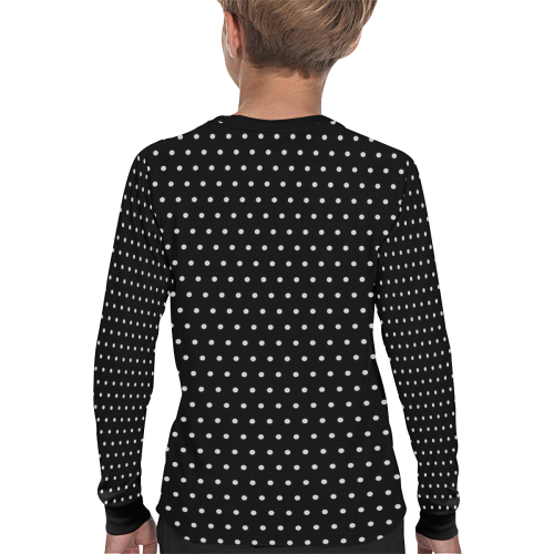 Polka Dot Pin Black Kids' All Over Print Long Sleeve T-shirt (Model T51)