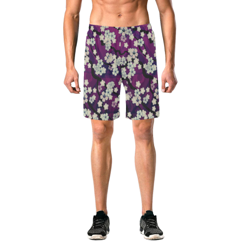 Sakura Breeze Chill Violet Men's All Over Print Elastic Beach Shorts (Model L20)