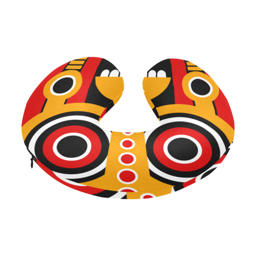 Red Yellow Tiki Tribal U-Shape Travel Pillow