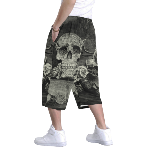 Steampunk Alchemist Mage Roses Celtic Skull old Men's All Over Print Baggy Shorts (Model L37)
