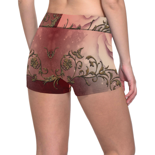 Wonderful roses with floral elements Women's All Over Print Short Leggings (Model L28)