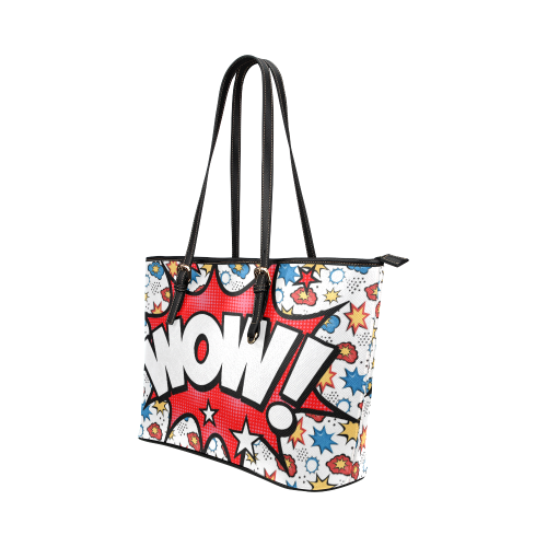 Fairlings Delight's Pop Art Collection- Comic Bubbles 53086wow2b Leather Tote Bag/Small Leather Tote Bag/Small (Model 1651)