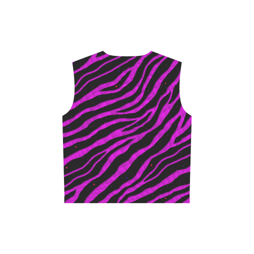 Ripped SpaceTime Stripes - Pink All Over Print Sleeveless Hoodie for Women (Model H15)