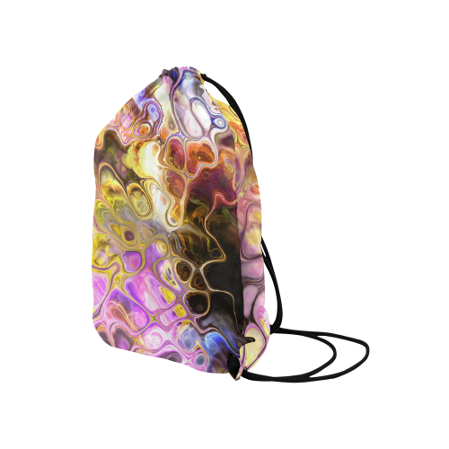 Colorful Marble Design Medium Drawstring Bag Model 1604 (Twin Sides) 13.8"(W) * 18.1"(H)