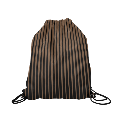 Tapered Black Stripes With Brown Large Drawstring Bag Model 1604 (Twin Sides)  16.5"(W) * 19.3"(H)