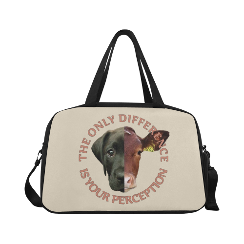 Vegan Cow and Dog Design with Slogan Fitness Handbag (Model 1671)