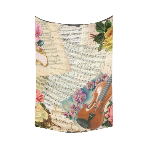 Music And Roses Cotton Linen Wall Tapestry 60"x 90"