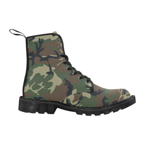 CAMOUFLAGE-WOODLAND 4 Martin Boots for Women (Black) (Model 1203H)