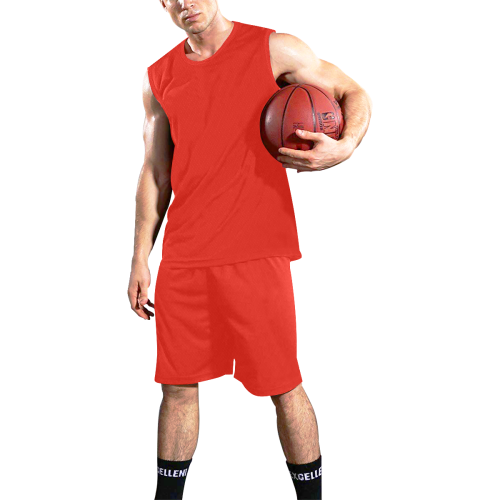 Pomegranate Solid All Over Print Basketball Uniform