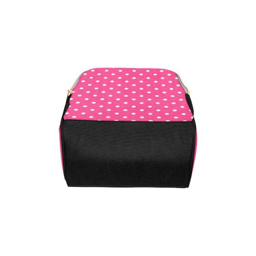 Hot Pink White Dots Multi-Function Diaper Backpack/Diaper Bag (Model 1688)