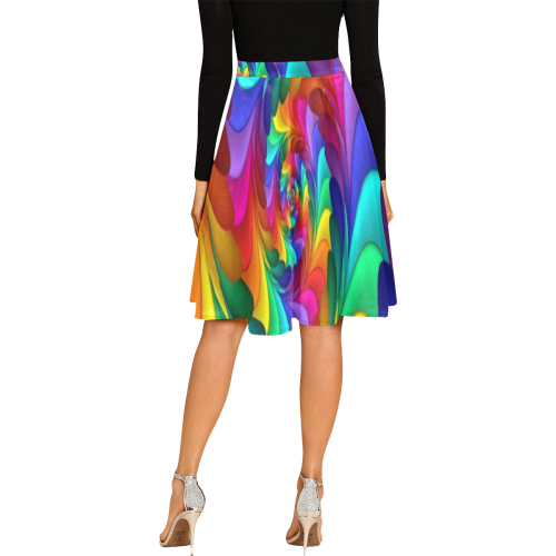 RAINBOW CANDY SWIRL Melete Pleated Midi Skirt (Model D15)