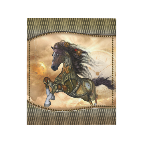Aweseome steampunk horse, golden Quilt 50"x60"