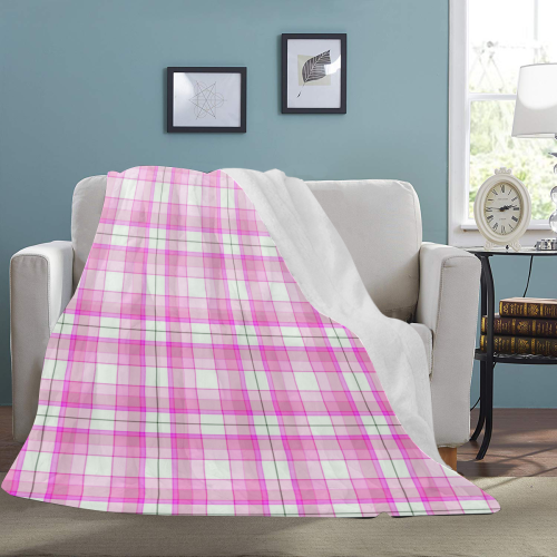 Pink Plaid Ultra-Soft Micro Fleece Blanket 70''x80''