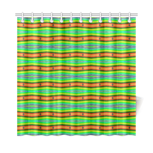 Bright Green Orange Stripes Pattern Abstract Shower Curtain 72"x72"