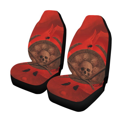 Skulls on red vintage background Car Seat Covers (Set of 2)