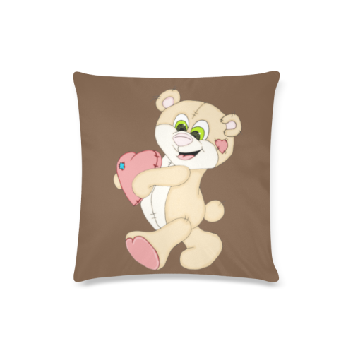Patchwork Heart Teddy Brown Custom Zippered Pillow Case 16"x16"(Twin Sides)