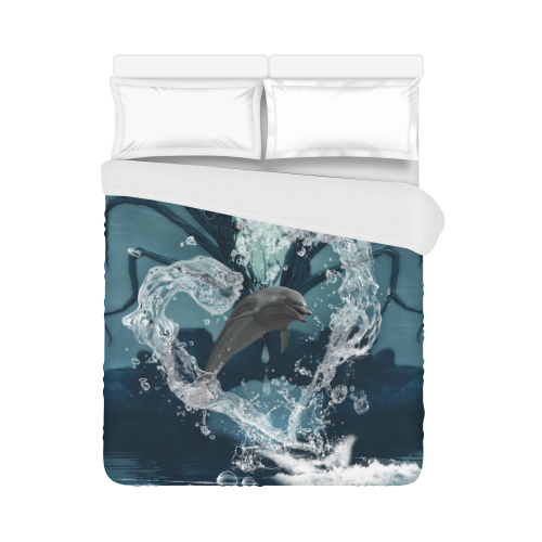 Dolphin jumping by a heart Duvet Cover 86"x70" ( All-over-print)