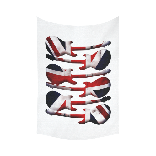 Union Jack British UK Flag Guitars Cotton Linen Wall Tapestry 90"x 60"